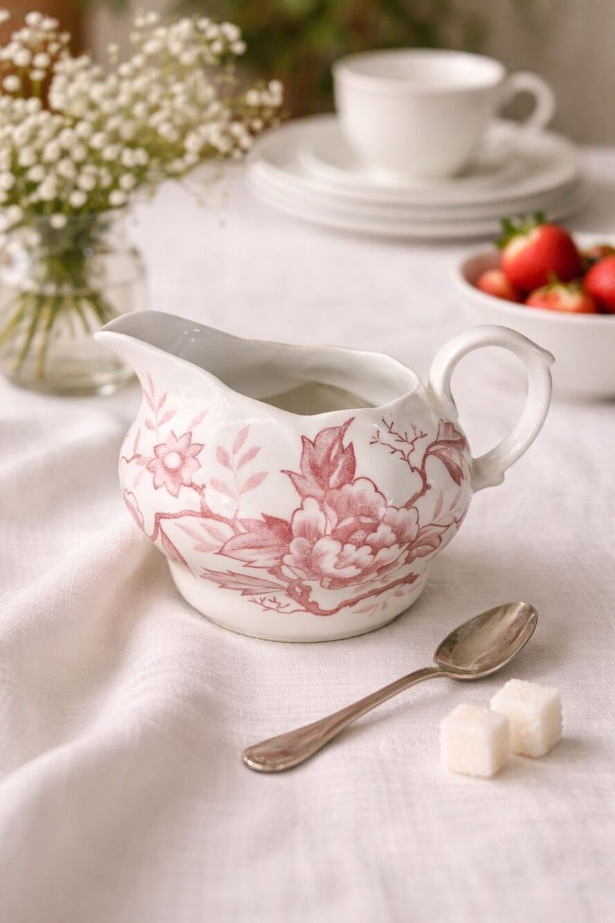 Double Phoenix Ironstone Pink Floral Creamer Japan Vintage Cottagecore